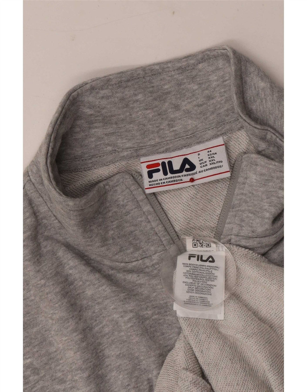 Fila Veste de survêtement pour homme 2XL Gris chiné en coton