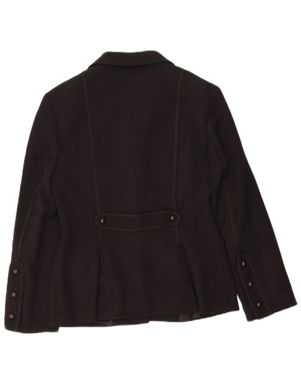 PAOLA ANTONINI Veste Blazer 3 Boutons Femme UK 16 Grande Laine Noire
