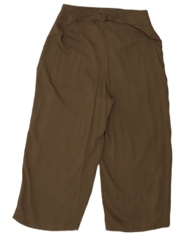 Oasis Pantalon Capri Taille Haute Coupe Ample pour Femme UK 10 Small W30 L21 Kaki