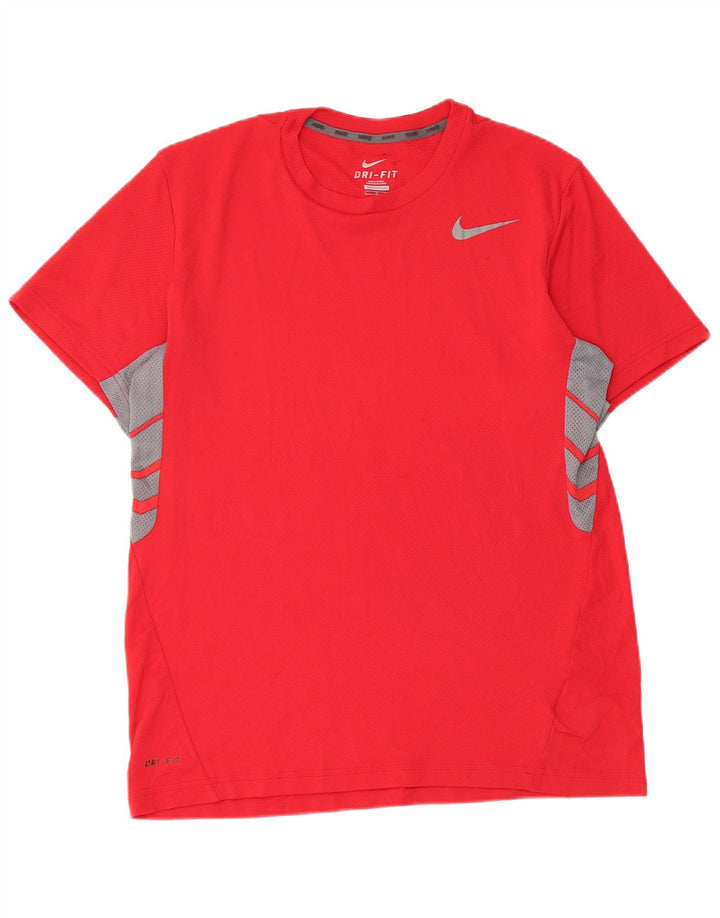 Nike Hommes Dri Fit T-Shirt Haut Large Rouge Colorblock Polyester