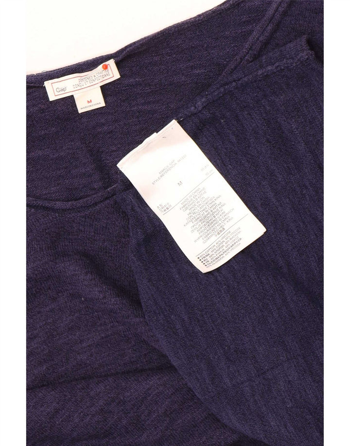 Gap Haut Femme Manches Longues UK 44 Medium Bleu Marine Moucheté Coton