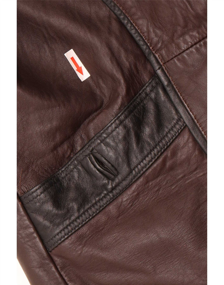 Sardar Manteau en cuir surdimensionné pour femme UK 16 Large Marron