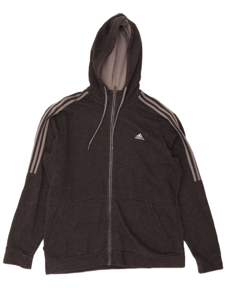 Adidas Pull à capuche zippé pour homme Grand coton moucheté gris