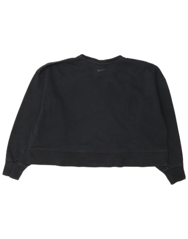 Nike Womens Dri Fit Crop Graphic Sweatshirt Jumper UK 16 Grand Bleu Marine