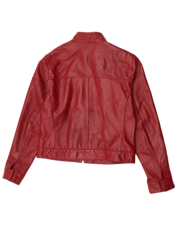 HELLINE Veste en cuir femme UK 12 Cuir rouge moyen