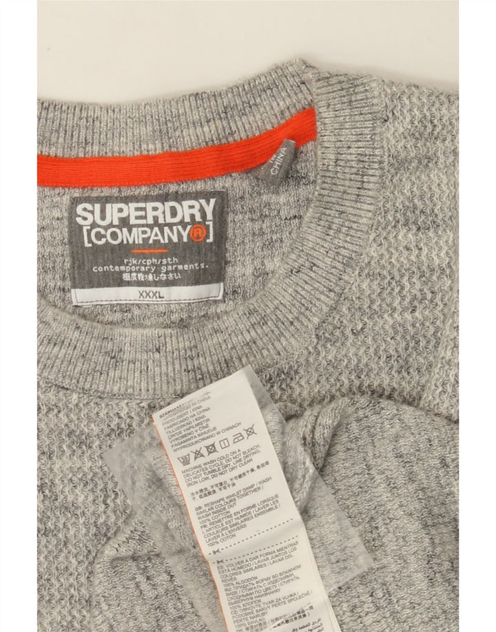 SUPERDRY Pull col rond homme 3XL Gris Moucheté Coton