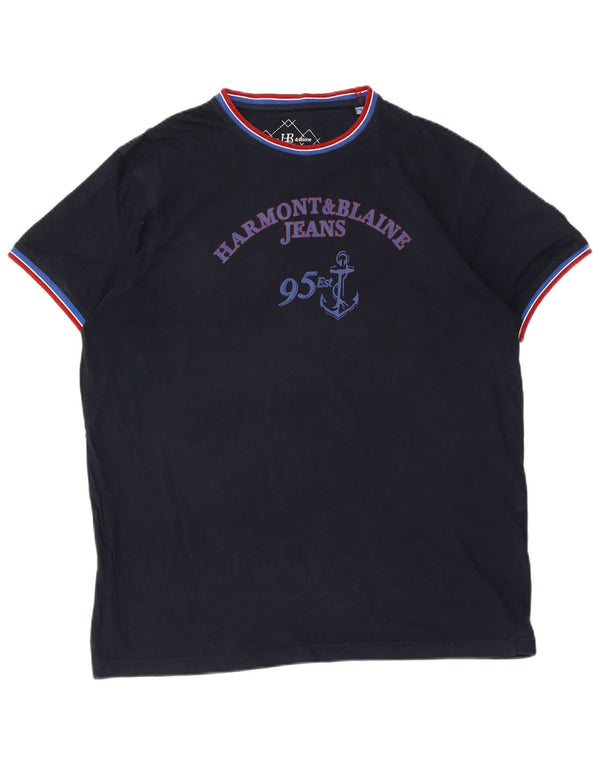 Harmont & Blaine T-Shirt graphique homme haut 2XL bleu marine coton