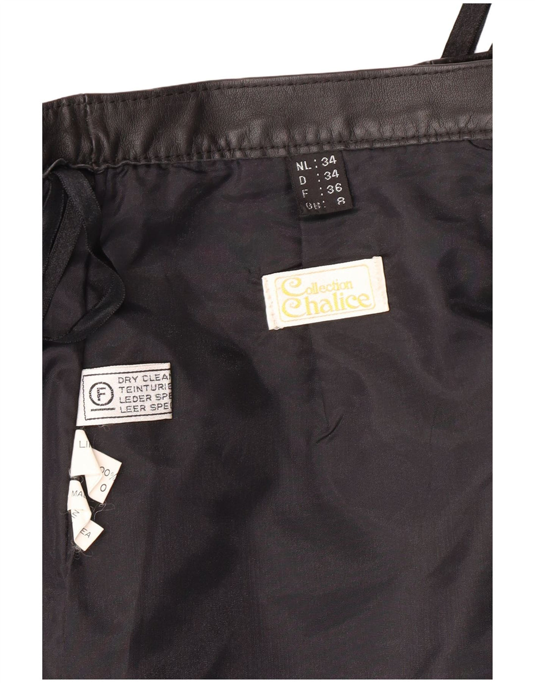 CHALICE Jupe en cuir taille haute pour femme UK 8 Small W24 Cuir noir