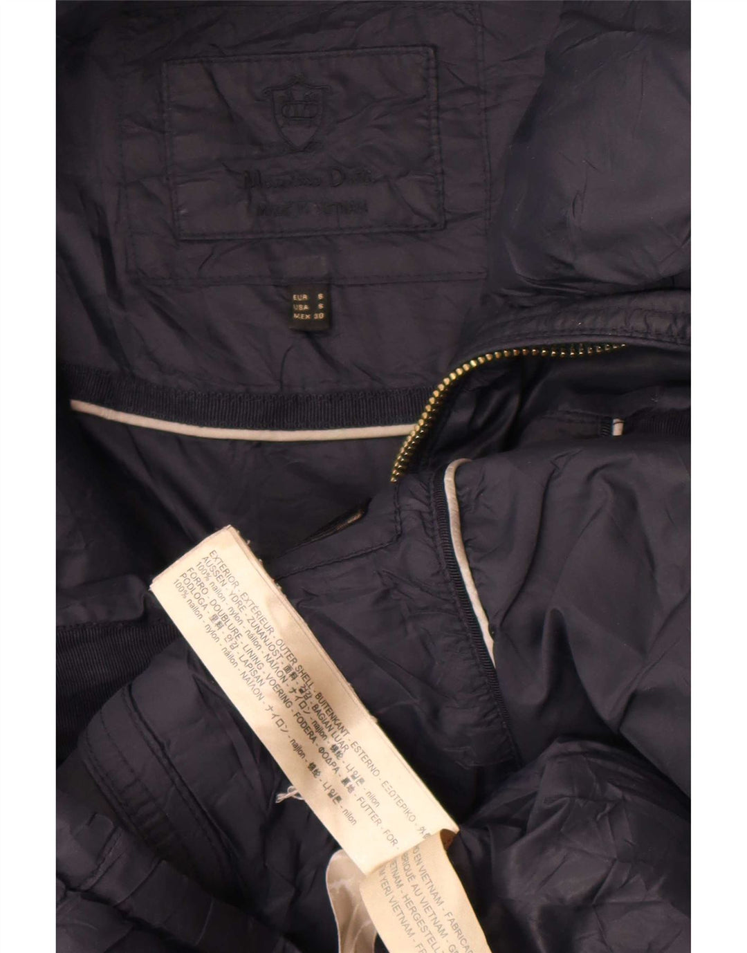 Massimo Dutti Manteau rembourré à capuche pour femme UK 10 Petit nylon noir