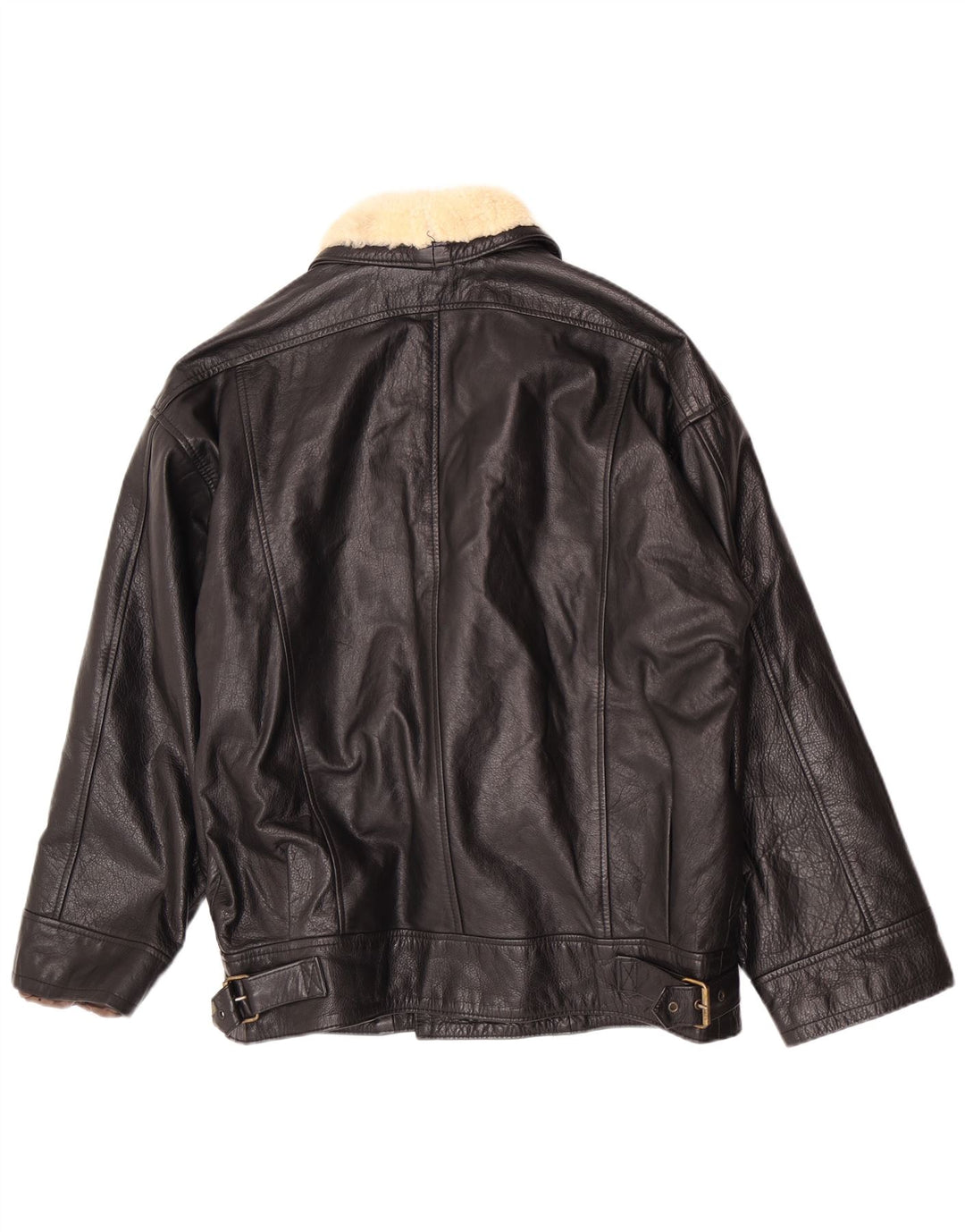 veste en cuir homme vintage IT 50 Medium Black Colourblock
