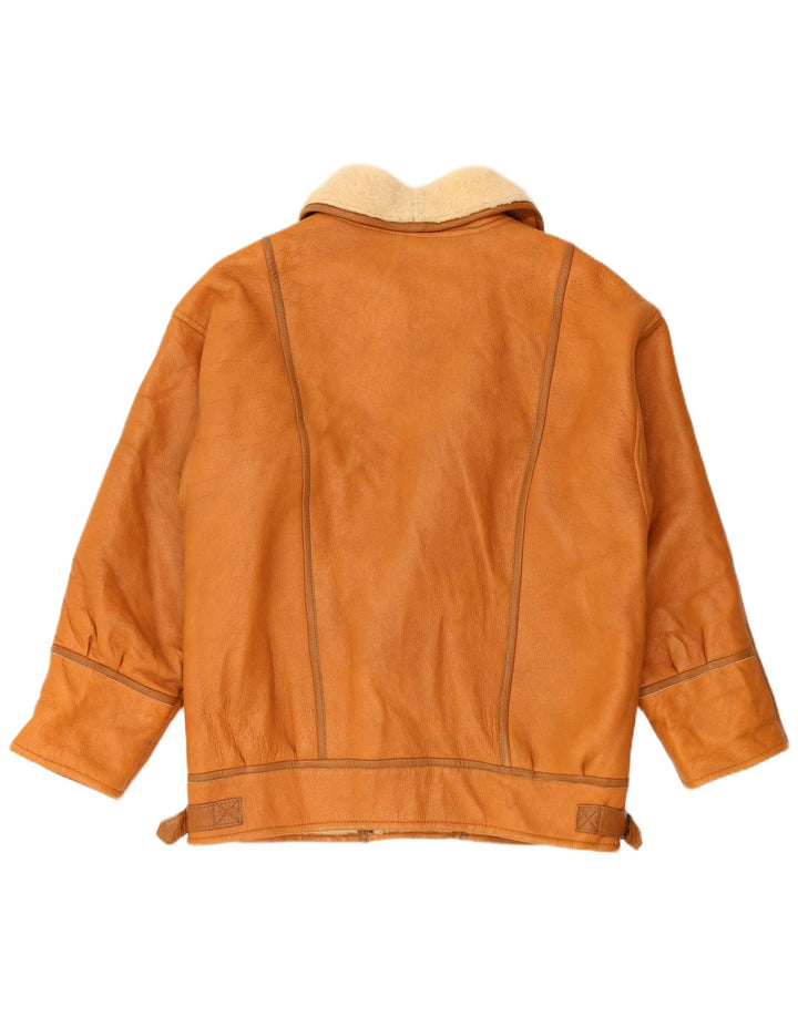 veste en peau de mouton homme vintage UK 36 Petit Brun