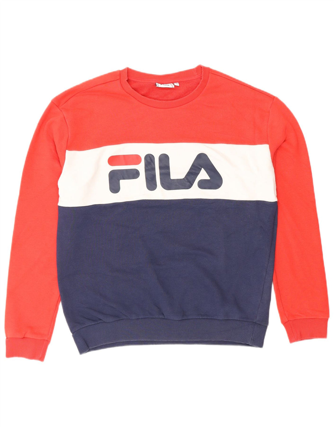 FILA Sweat-shirt graphique pour femme UK 14 Bleu marine moyen Colourblock