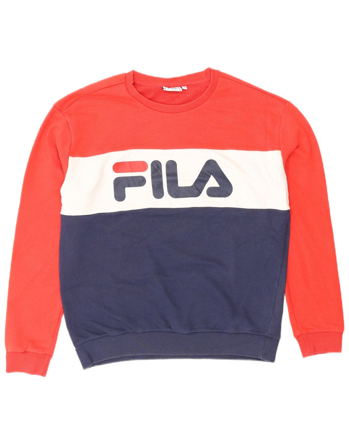 FILA Sweat-shirt graphique pour femme UK 14 Bleu marine moyen Colourblock