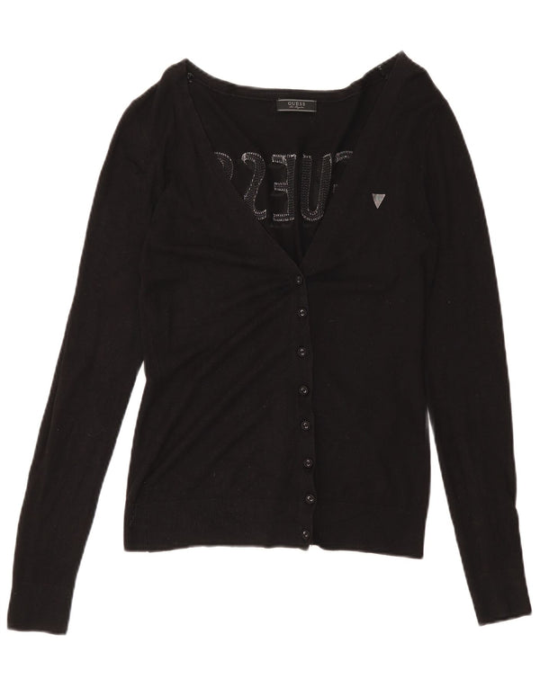 Guess Cardigan graphique pour femme UK 8 Small Noir Viscose