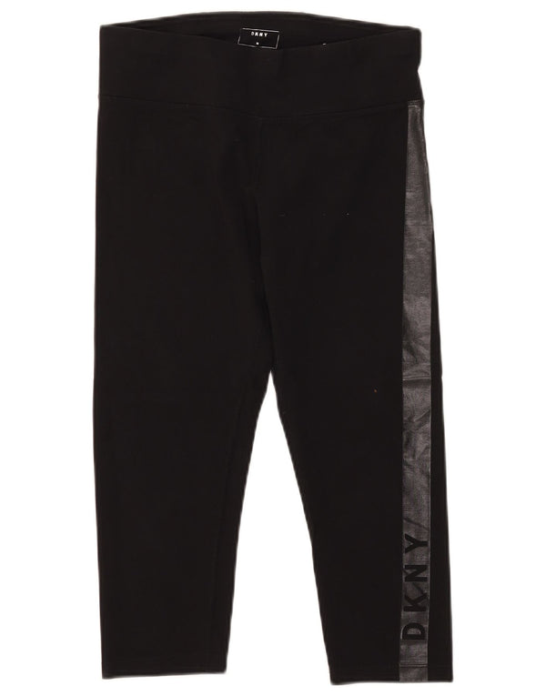 Dkny Leggings Capri Graphiques pour Femmes UK 12 Coton Colorblock Noir Moyen
