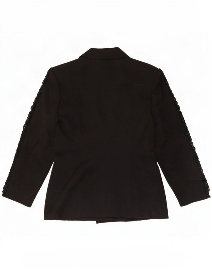 vintage Femme Double Breasted Blazer Veste UK 12 Moyen Noir Paisley