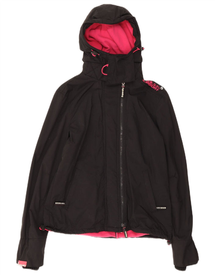 Superdry Veste coupe-vent à capuche pour femme UK 14 Medium Black Nylon