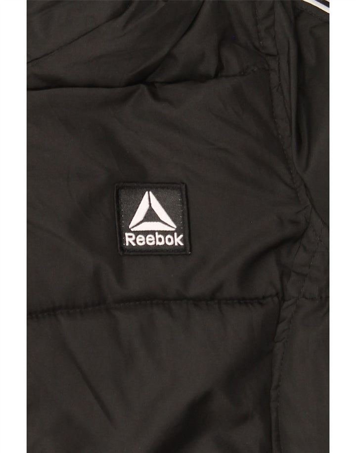 Reebok Veste matelassée à capuche graphique pour femme UK 10 Small Noir