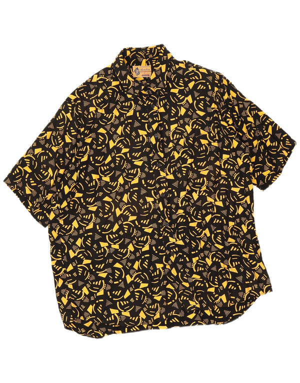 Dino Erre Chemise à manches courtes pour homme Large Noir Géométrique