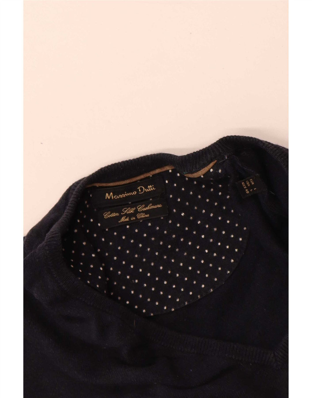 Massimo Dutti Pull col V pour homme en coton bleu marine Taille L