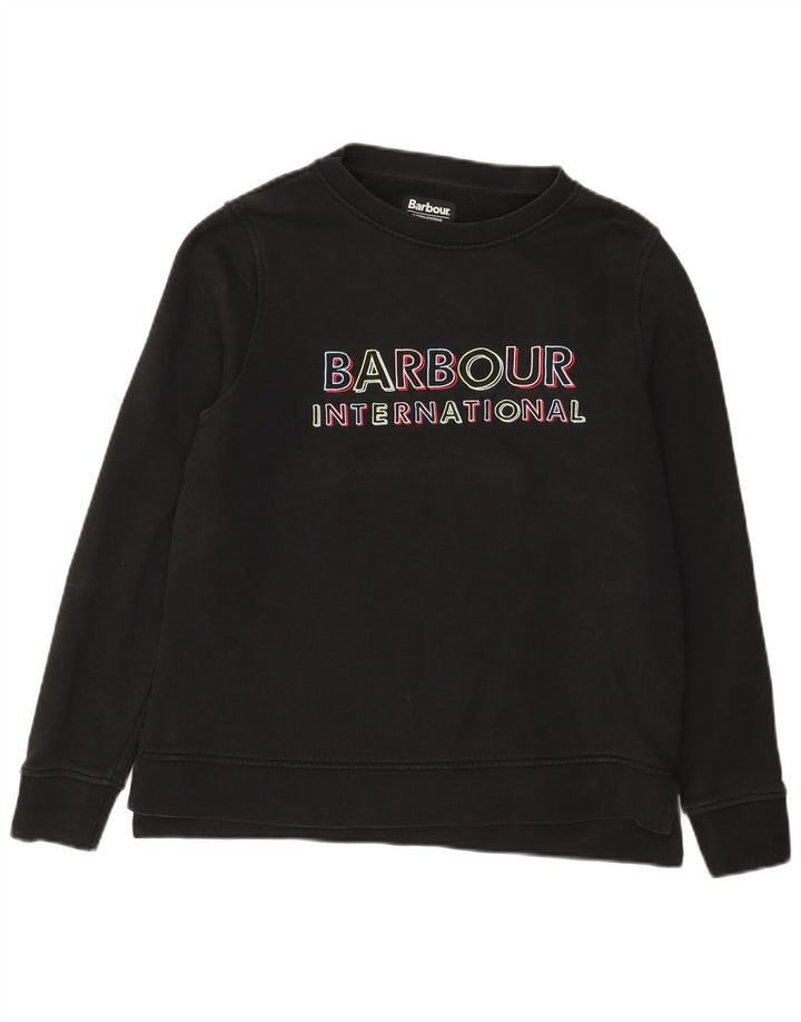 Barbour Sweat-shirt graphique pour femme UK 12 en coton noir moyen