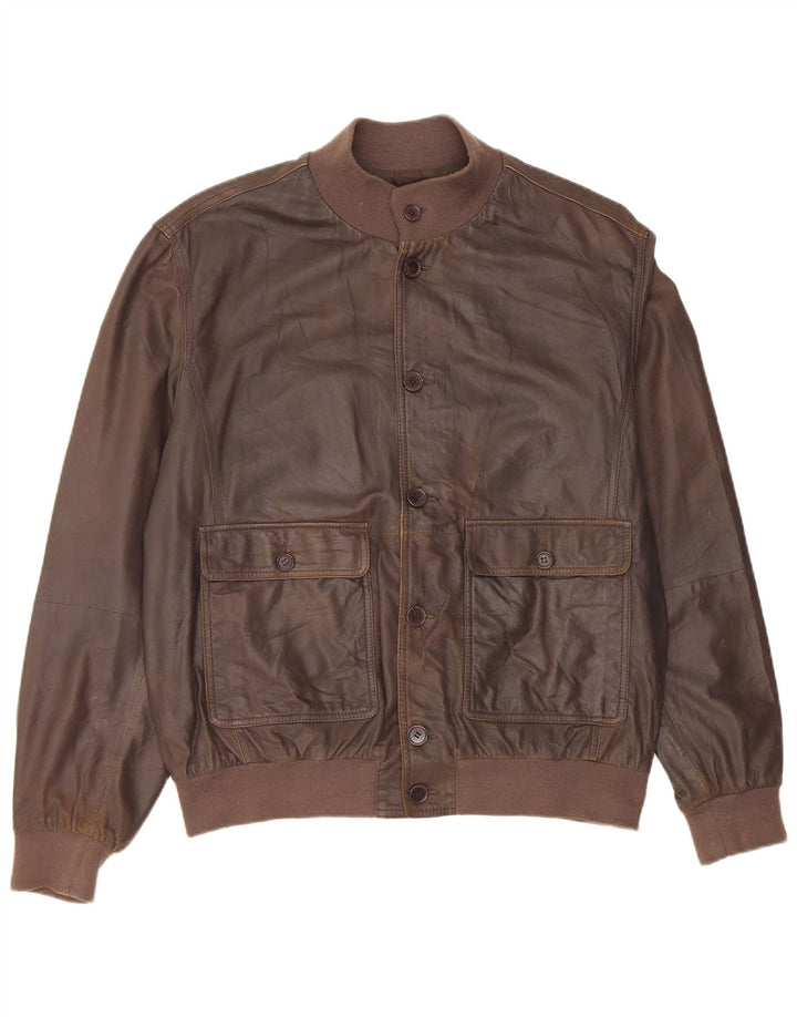 Gimo's Veste en cuir bomber pour homme UK 38 Cuir marron moyen