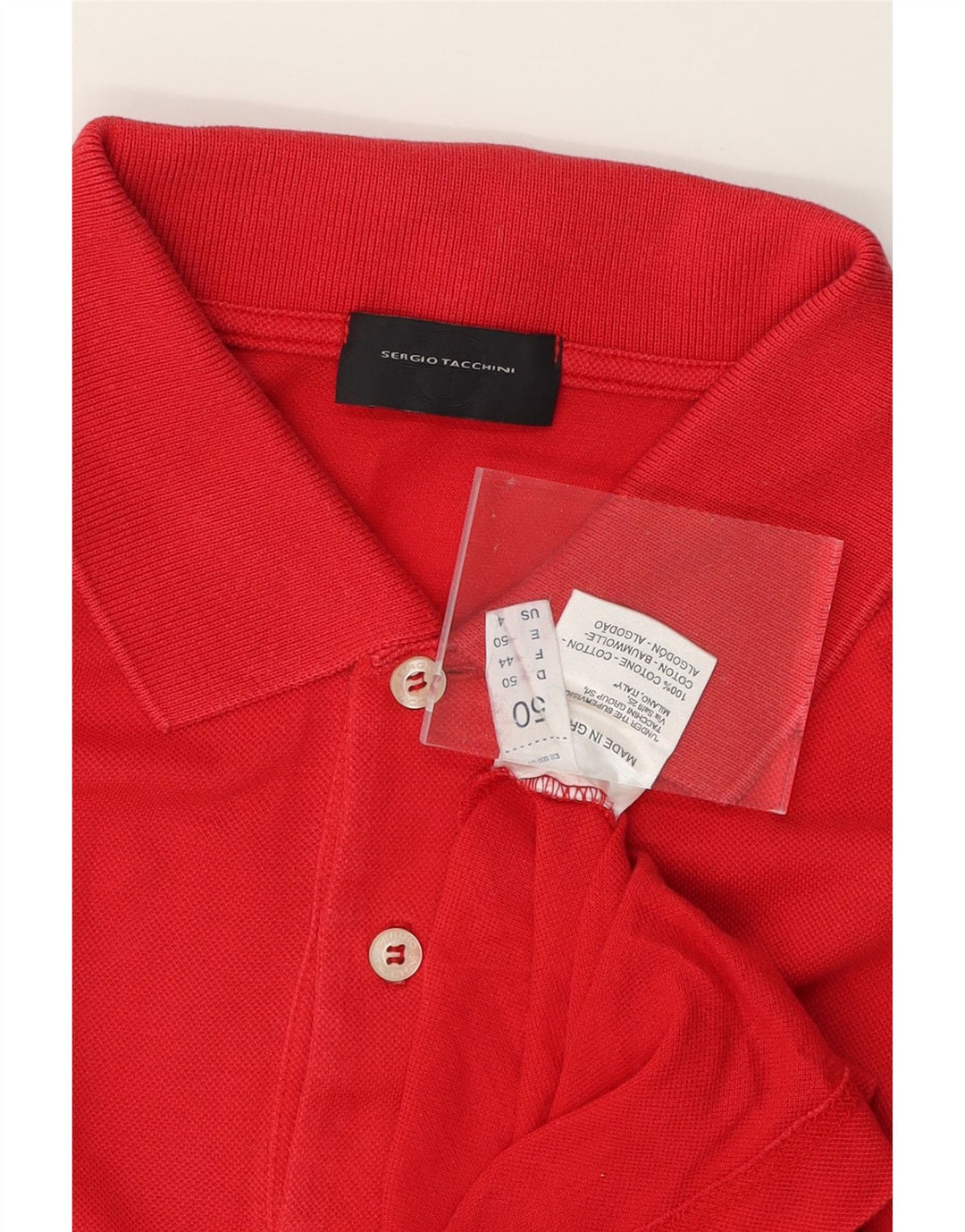 SERGIO TACCHINI Mens Polo Shirt IT 50 Medium Red Cotton Vintage Sergio Tacchini and Second-Hand Sergio Tacchini from Messina Hembry 