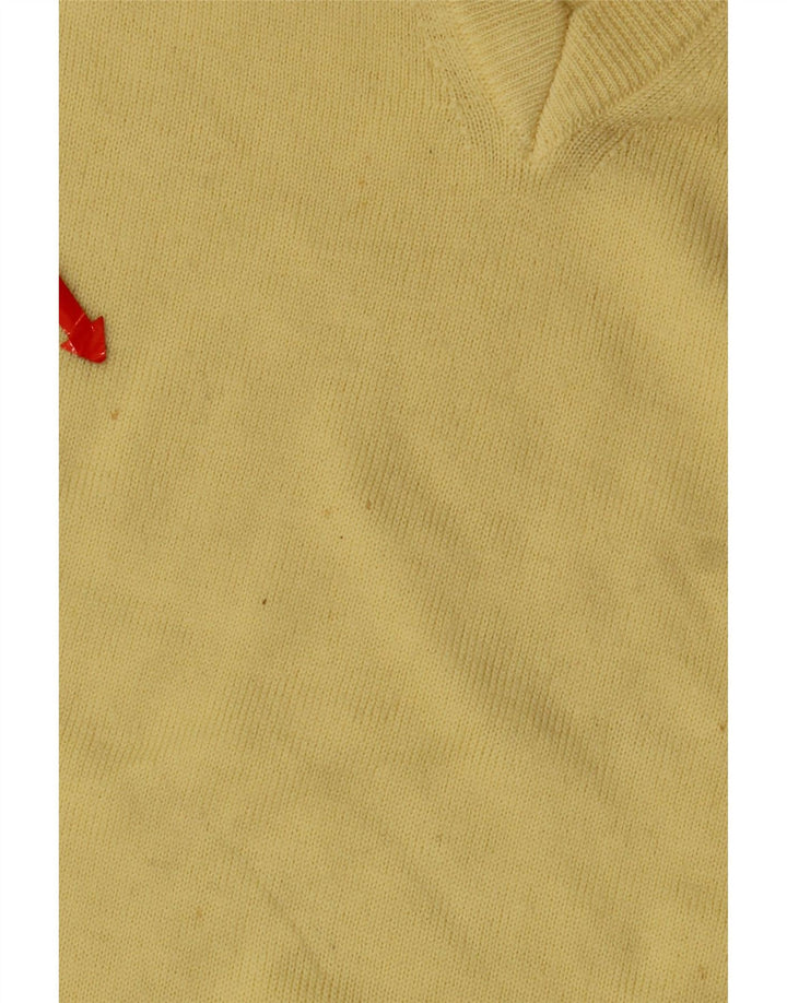 Erin Pull col V pour homme en laine vierge jaune Large