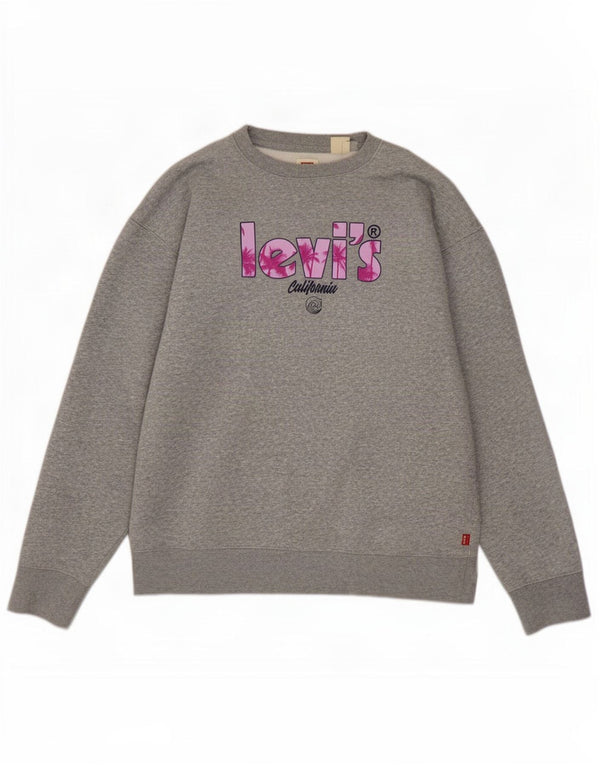 Levi's Graphic Sweatshirt Jumper Small Homme Gris Coton
