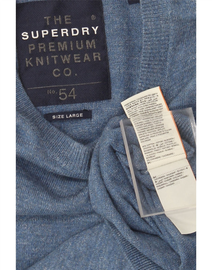 Superdry Pull ras du cou pour homme en coton bleu moyen