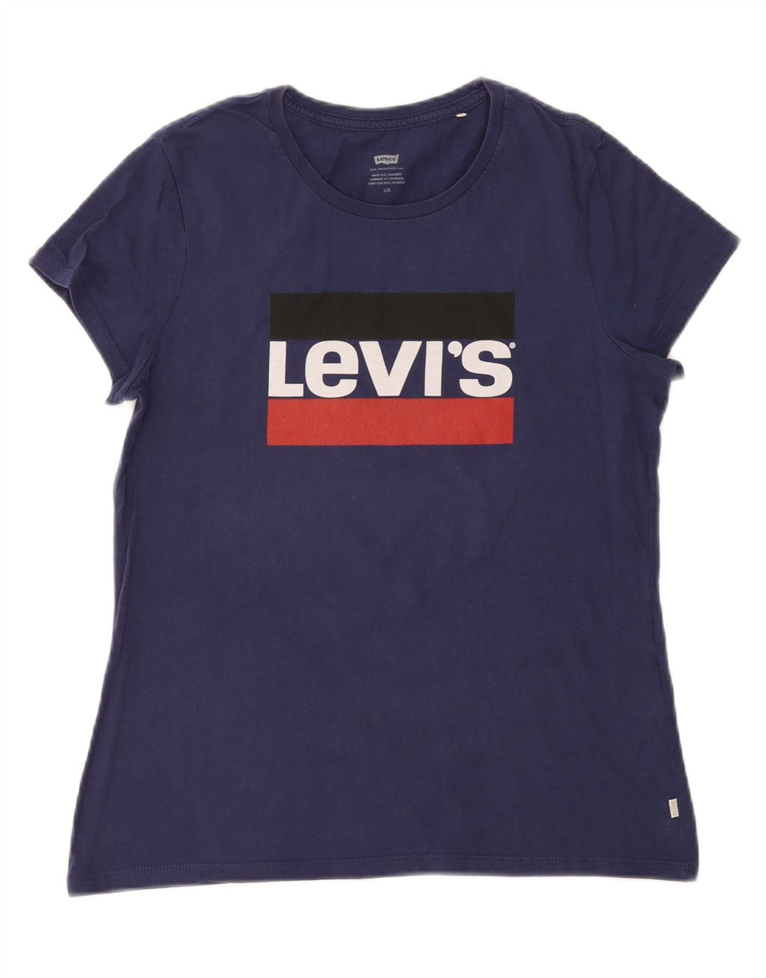 Levi's T-Shirt Graphique Femme UK 14 Large Bleu Marine Coton