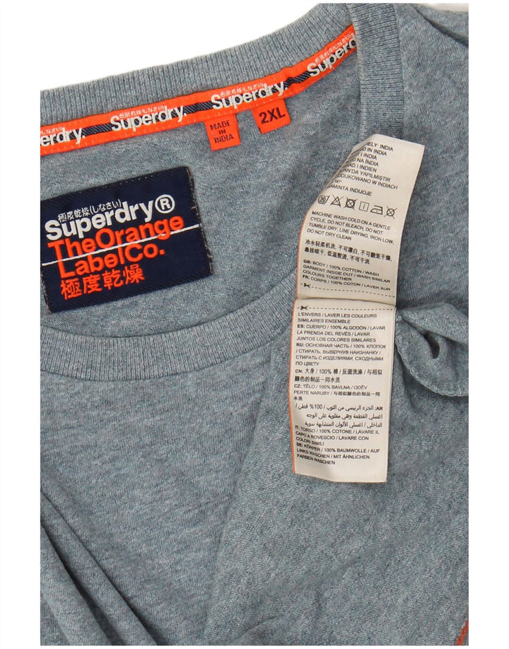 SUPERDRY T-Shirt Homme Top 2XL Bleu Moucheté Coton
