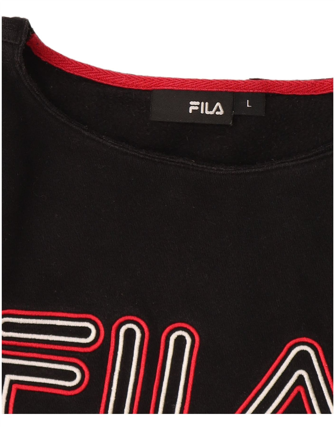 Fila Womens Crop Graphic Sweatshirt Jumper UK 16 Grand Noir