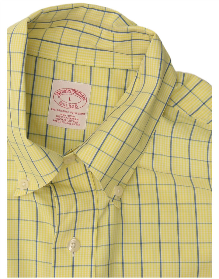 Brooks Brothers Chemise Homme Grand Carreau Jaune Coton