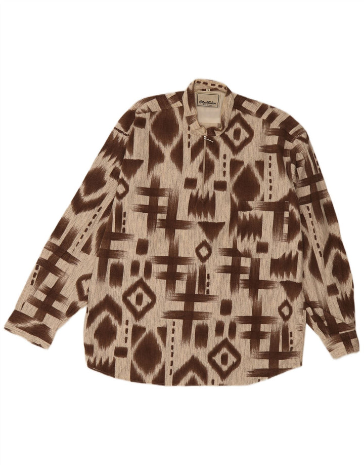 Mac Fashion Chemise pull homme XL marron géométrique