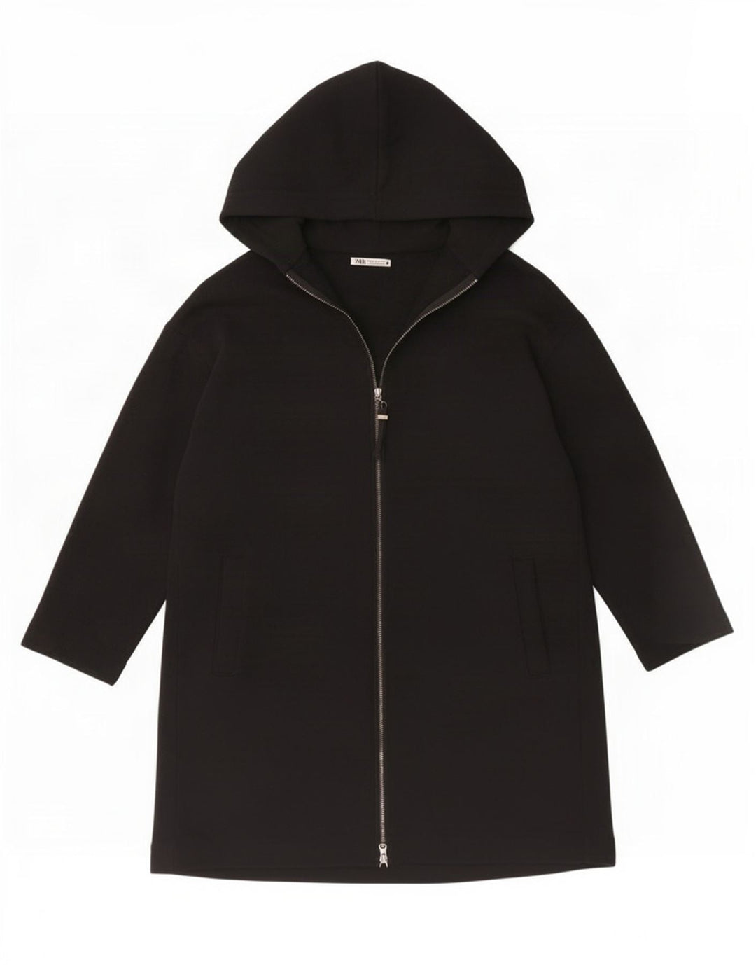 Zara Cardigan long surdimensionné pour femme en coton noir moyen UK 14
