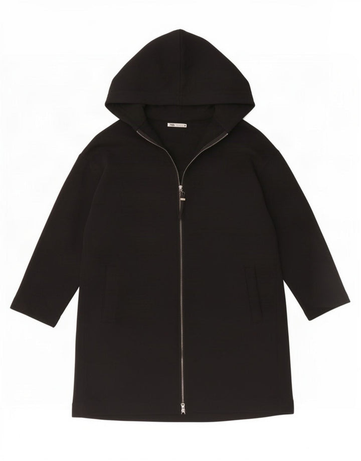 Zara Cardigan long surdimensionné pour femme en coton noir moyen UK 14