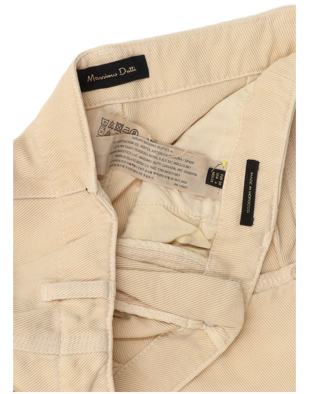 Massimo Dutti Pantalon court pour femme EU 38 Small W28 L24 Beige Lyocell