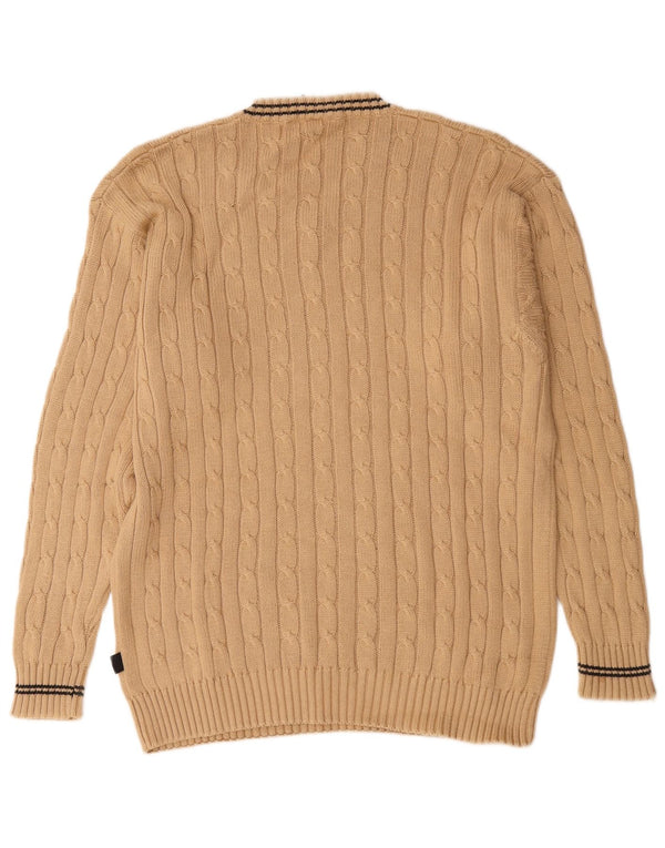 vintage Mens V-Col Jumper Pull Grand Coton Beige