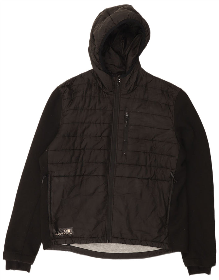 Zara Veste matelassée à capuche pour homme UK 40 Large Noir Coton