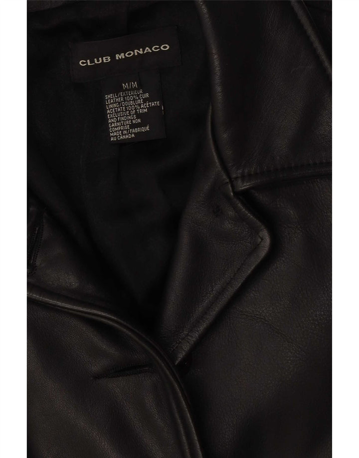Club Monaco Veste en cuir pour femme UK 14 Cuir noir moyen