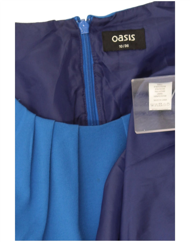 Oasis Robe trapèze sans manches pour femme UK 10 Petit Bleu Polyester