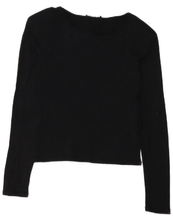 Zara Womens Crop Top Manches Longues UK 10 Petit Noir