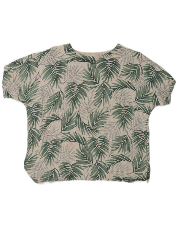 Fat Face T-Shirt Femme Top UK 12 Coton Floral Vert Moyen