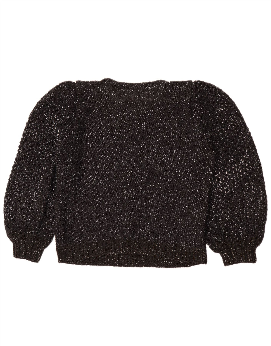 vintage Femmes Crew Neck Jumper Pull UK 12 Moyen Noir