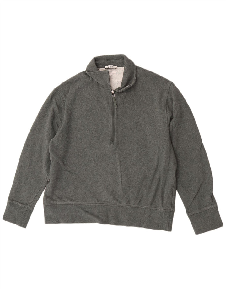 Cos Sweat-shirt décontracté à col zippé pour homme en coton vert moyen