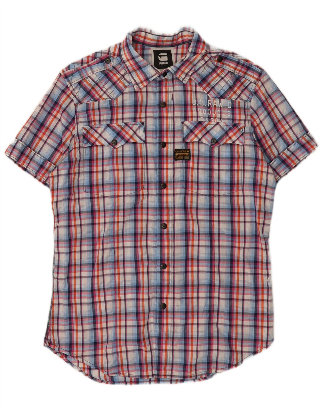 G-Star Chemise Graphique à Manches Courtes Homme Coton à Carreaux Multicolore Moyen