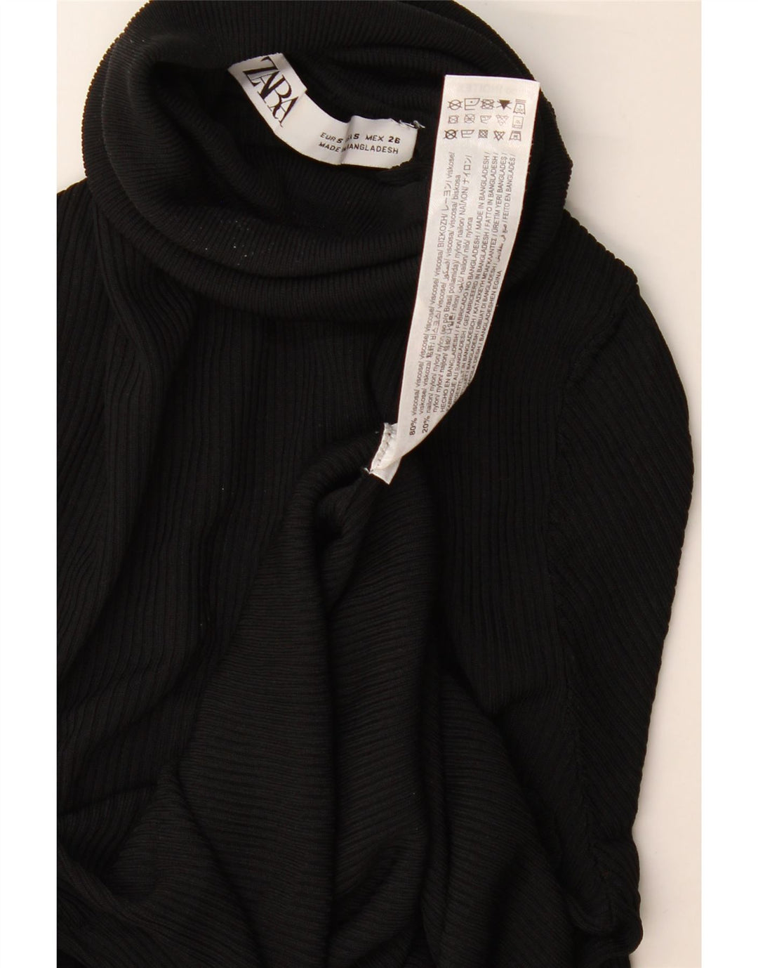 Zara Pull col roulé pour femme UK 8 Small Viscose Noir