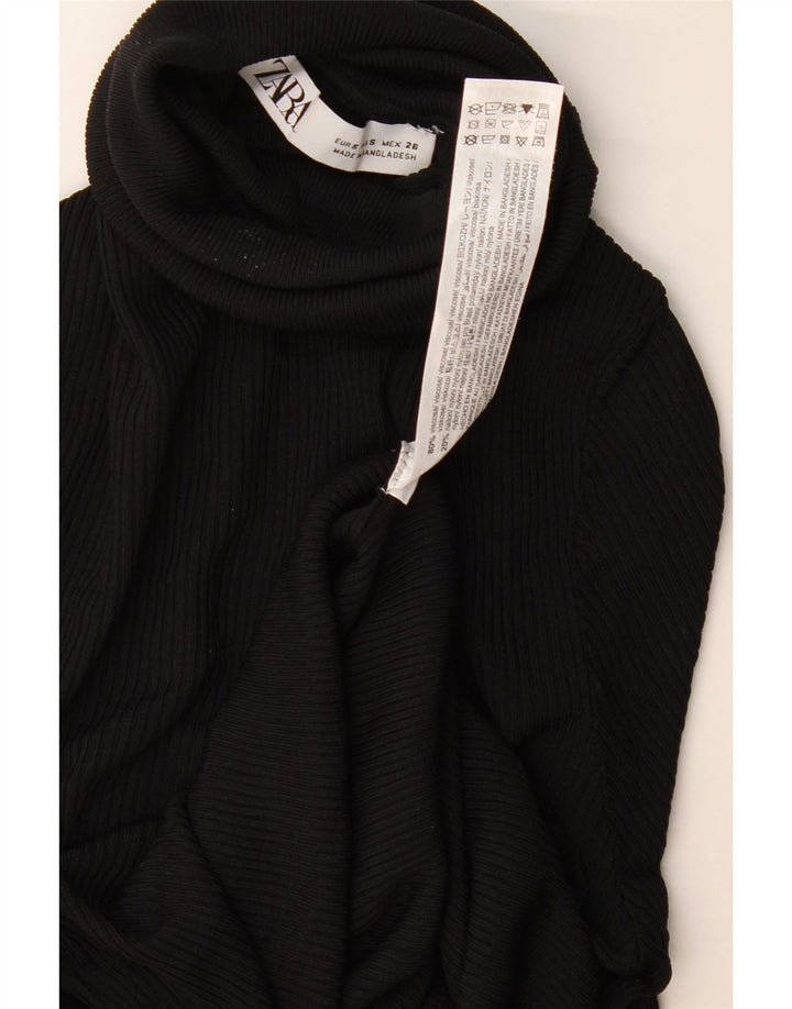 Zara Pull col roulé pour femme UK 8 Small Viscose Noir
