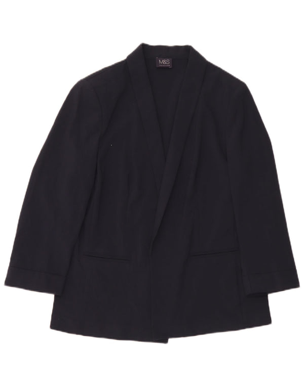 Marks & Spencer Veste blazer ouverte pour femme UK 12 Bleu marine moyen Polyester